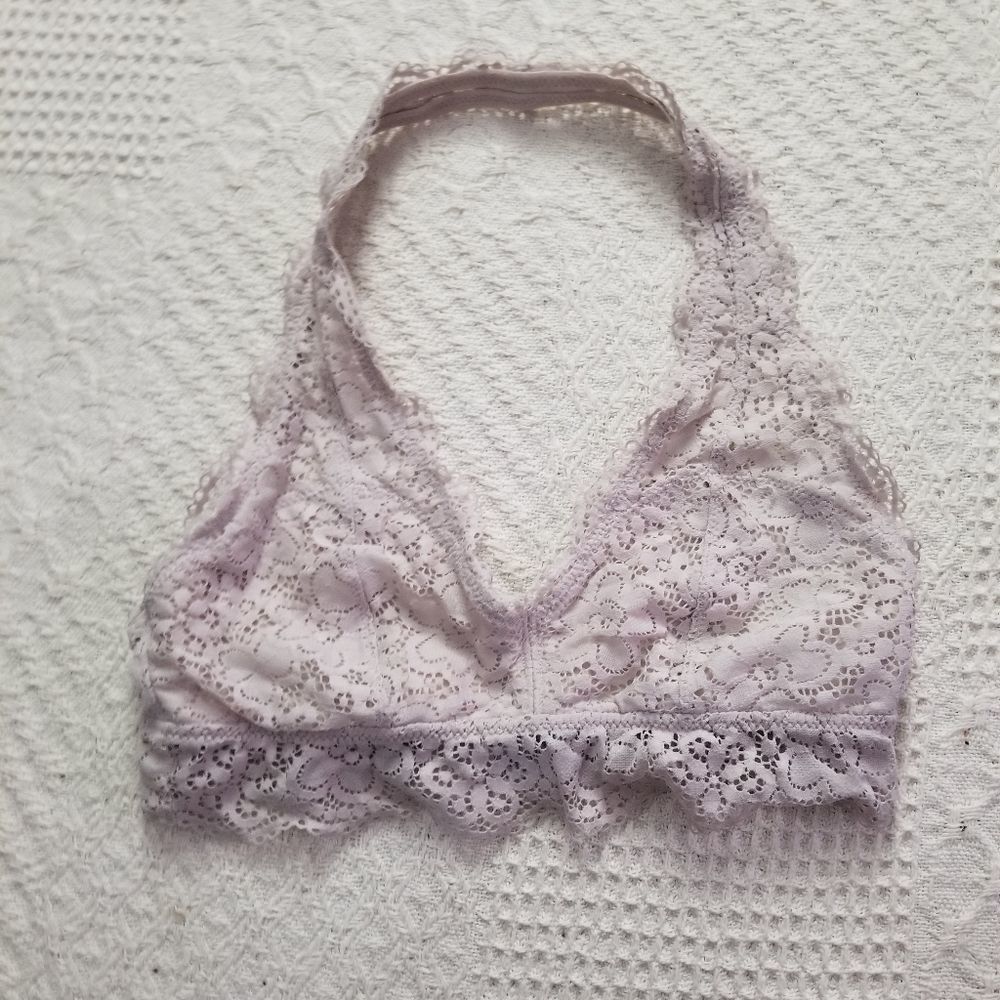 Aerie Cream Lace Halter Bralette Size Small